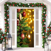 Aperturee - Green Tree Light Gold Bokeh Christmas Door Cover